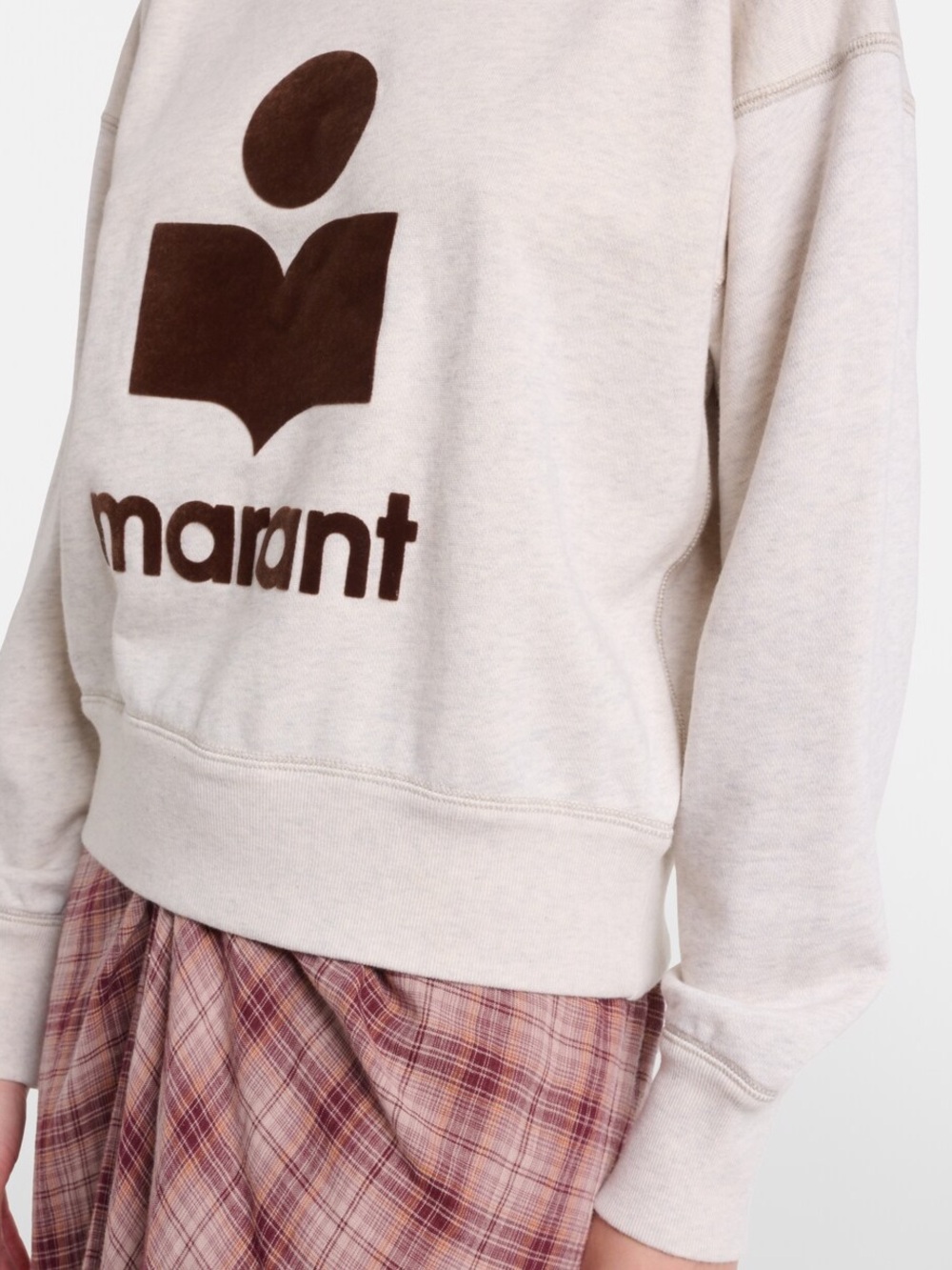 Isabel Marant Moby logo mock neck sweatshirt in heather grey and burgundy - Picture 2 of 8